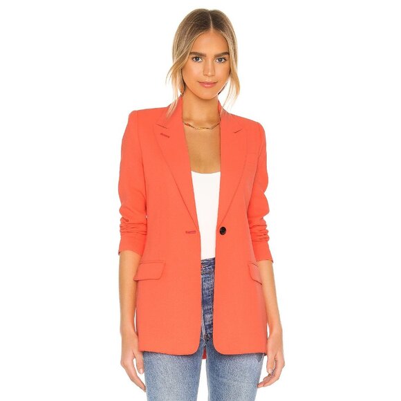 Smythe Tailored Blazer Size 4 Womens Neon Tangerine Jacket $795 - Picture 16 of 16